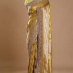 Antique Moss Yellow Gota Embroidered Banarasi Silk Saree